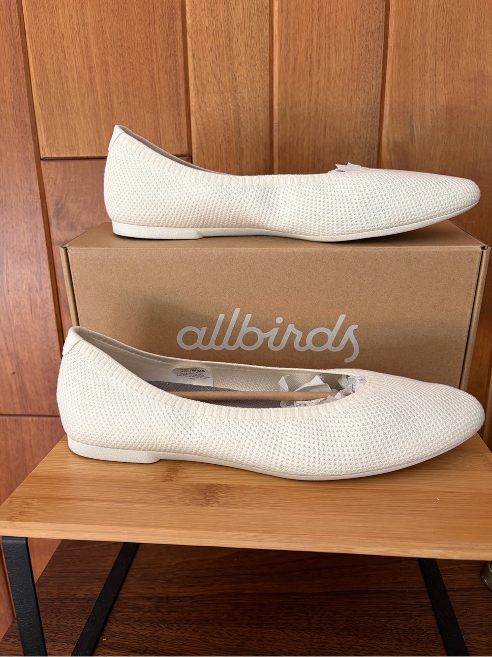 allbirds Tree Breezer Point Women's 10.5 Cream Natural White Knit Ballet Flats